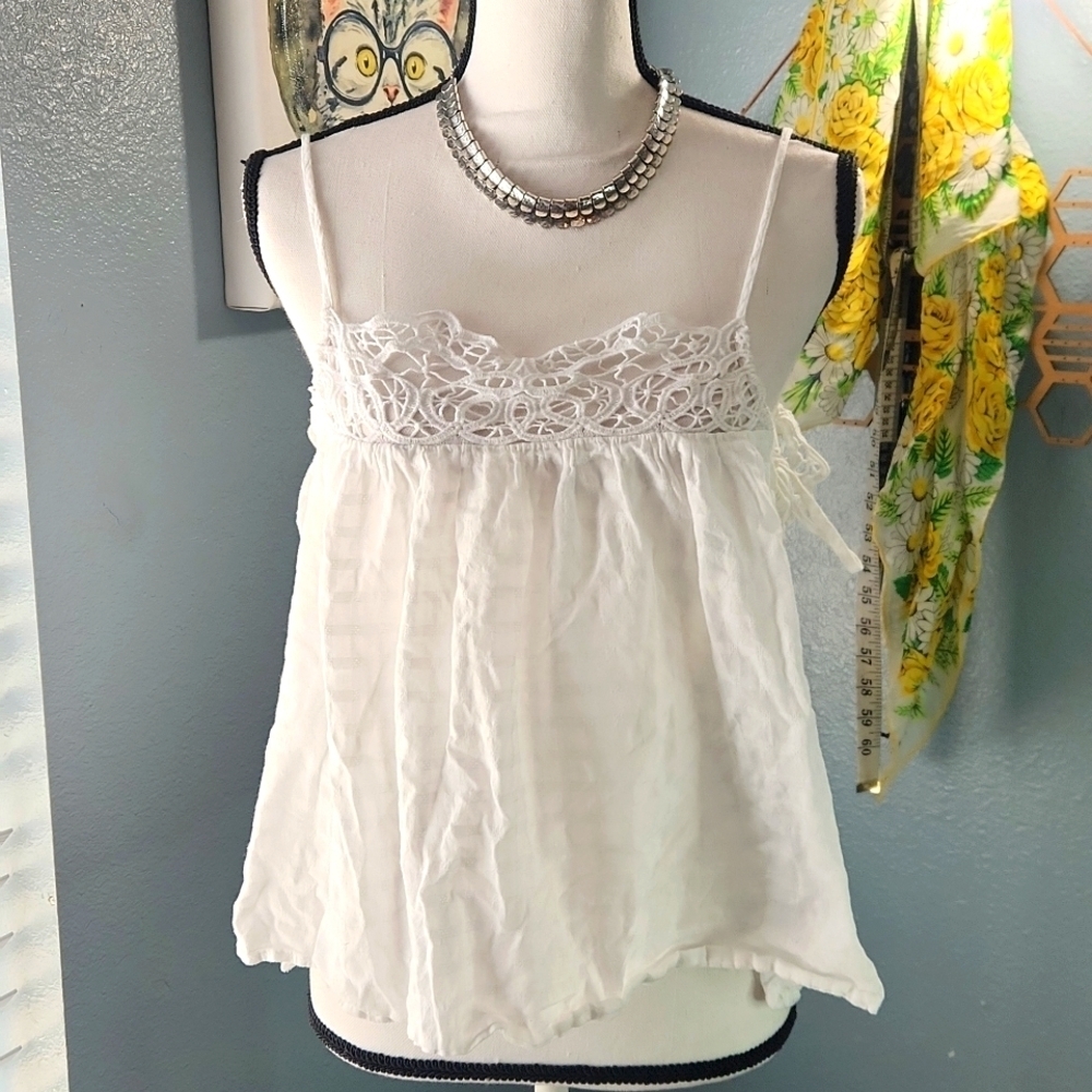 American Eagle Outfitters White Cotton Tank Top